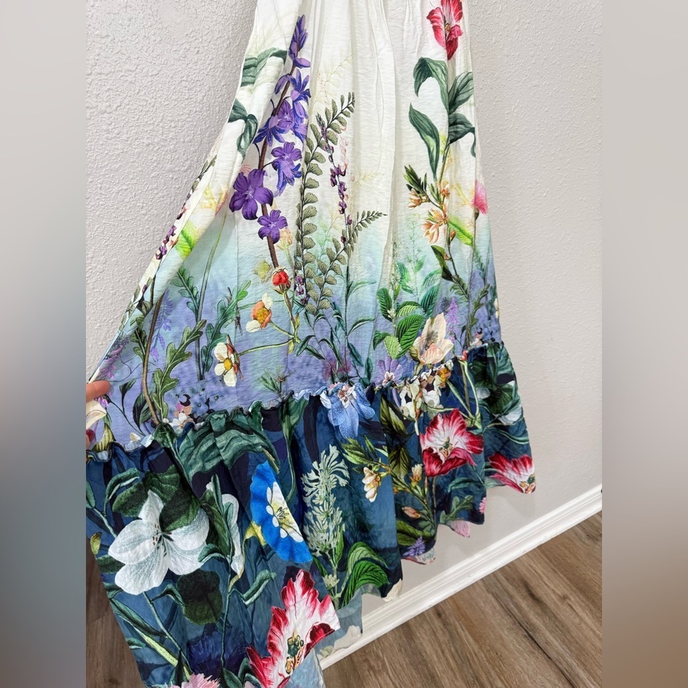 Anthroplogie Strapless Floral Maxi Dress Size L - Picture 6 of 12